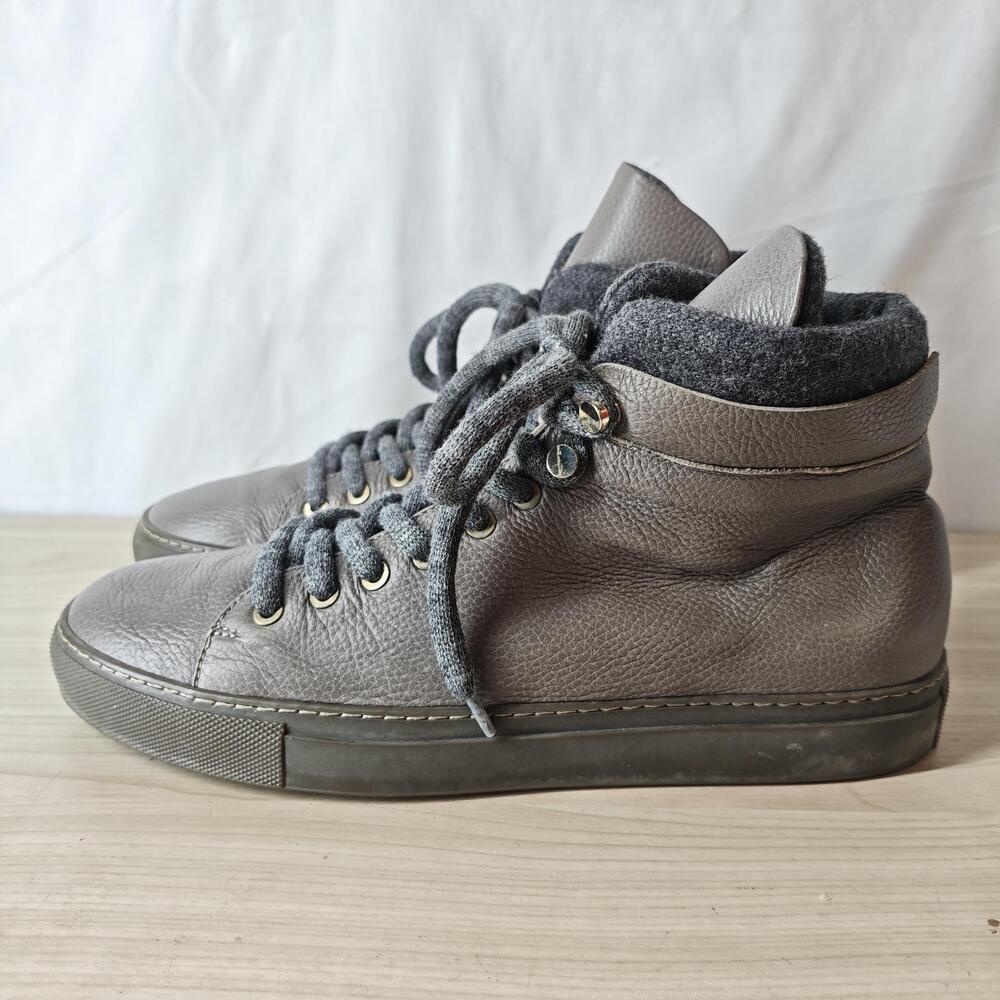 M.Gemi Shoes Womens Size 40 Gray Leather High Top Sneakers Made In Italy
